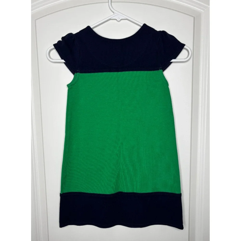 Gymboree Girls Color Block Dress Short Sleeve Navy Blue Green‎ Size 5